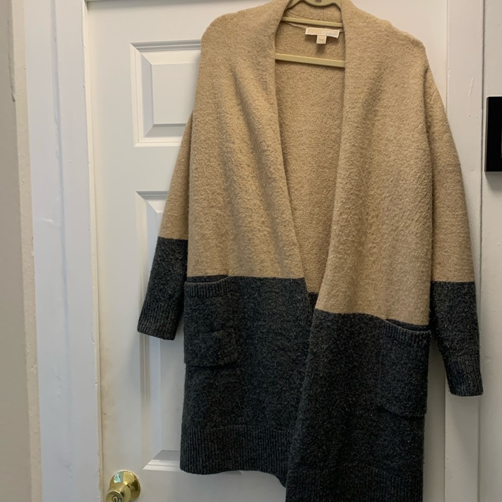 Oversized TAN AND DARK GREY Michael Kors Cardigan